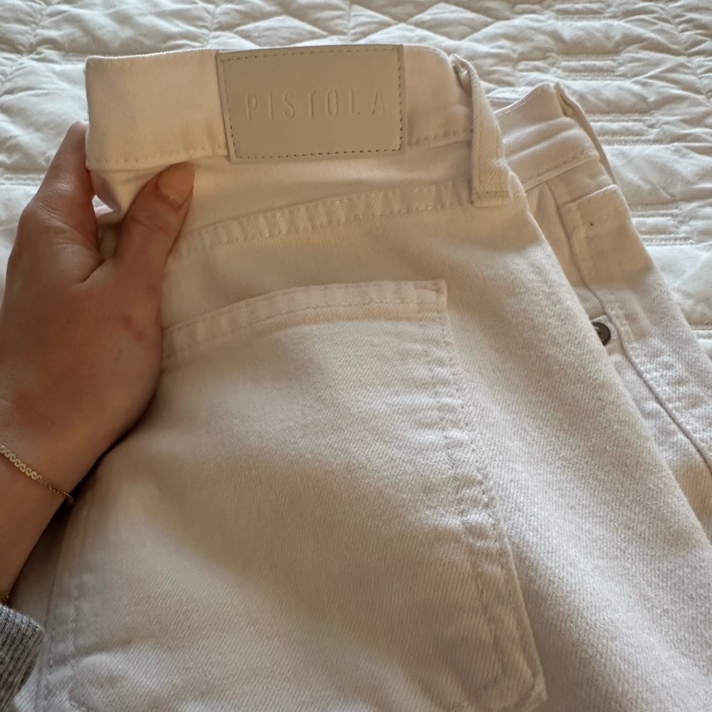 Pistola denim kick flare white jeans